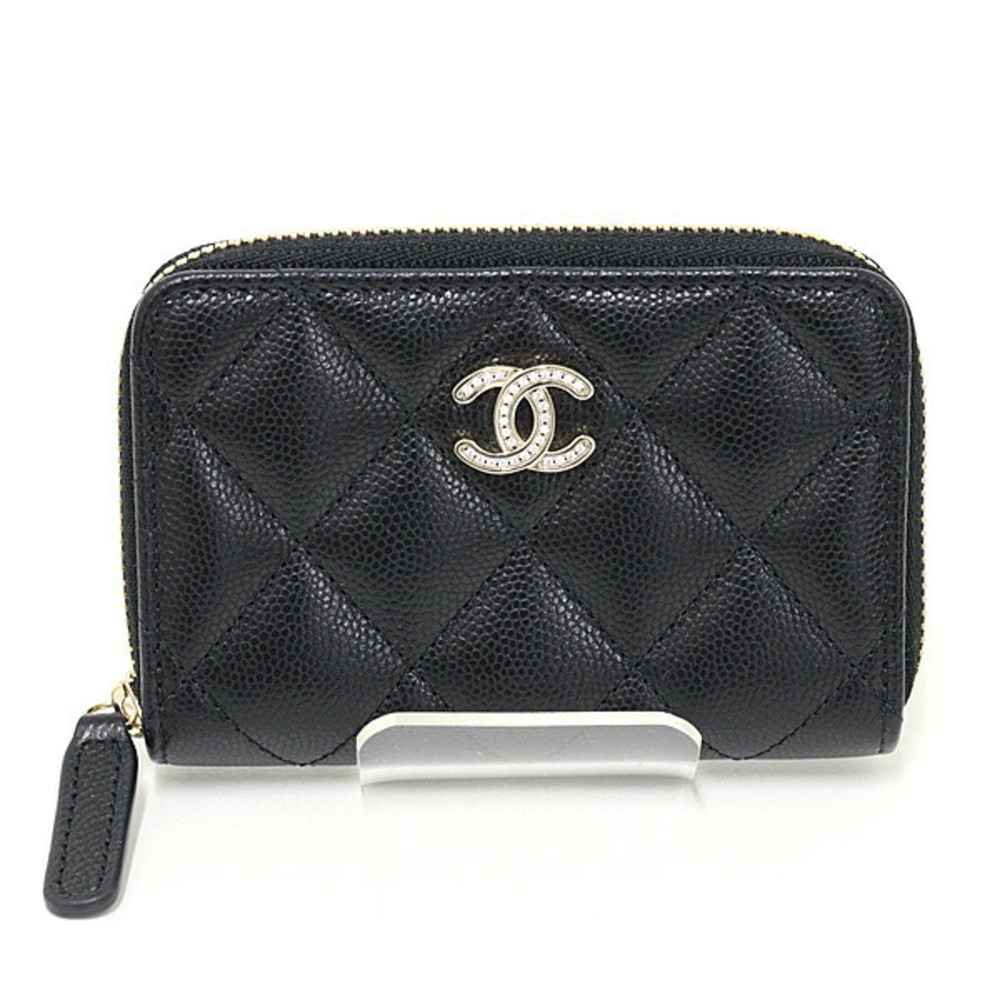 CHANEL Authentic Black Caviar Leather Logo Wallet - Picture 1 of 6